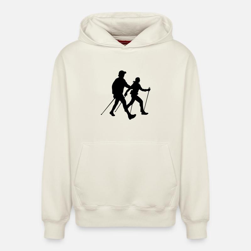 nordic_walking_2 - Sweat à capuche unisexe décontracté en coton biologique – de SPREAD - blanc cassé