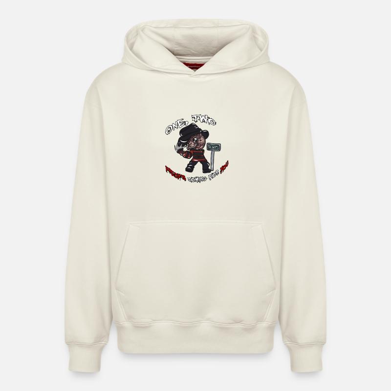 Le cadeau d'Halloween de Freddy - Sweat à capuche unisexe décontracté en coton biologique – de SPREAD - blanc cassé