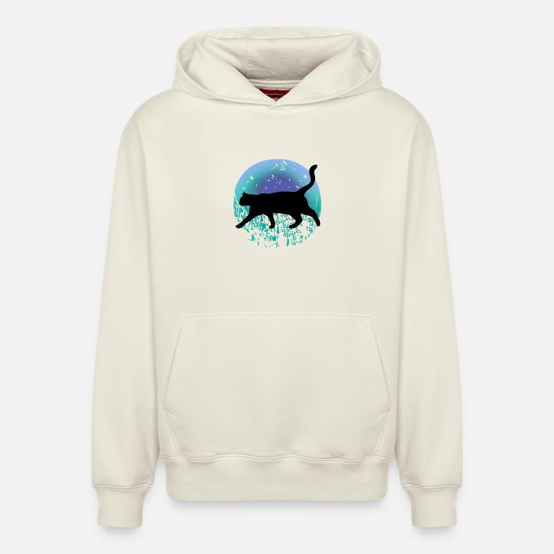 Chat noir - Sweat à capuche unisexe décontracté en coton biologique – de SPREAD - blanc cassé