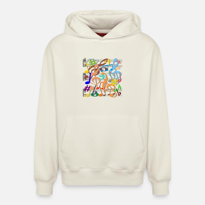 Notes de musique - Sweat à capuche unisexe décontracté en coton biologique – de SPREAD - blanc cassé