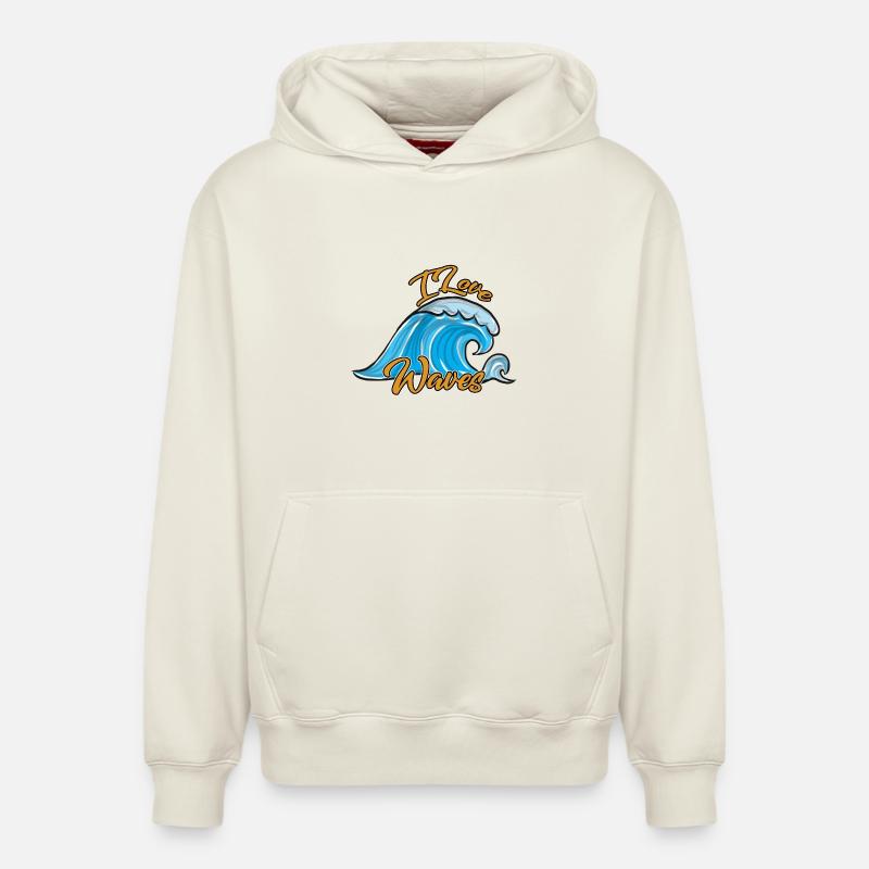 Surf sur le surf - Sweat à capuche unisexe décontracté en coton biologique – de SPREAD - blanc cassé