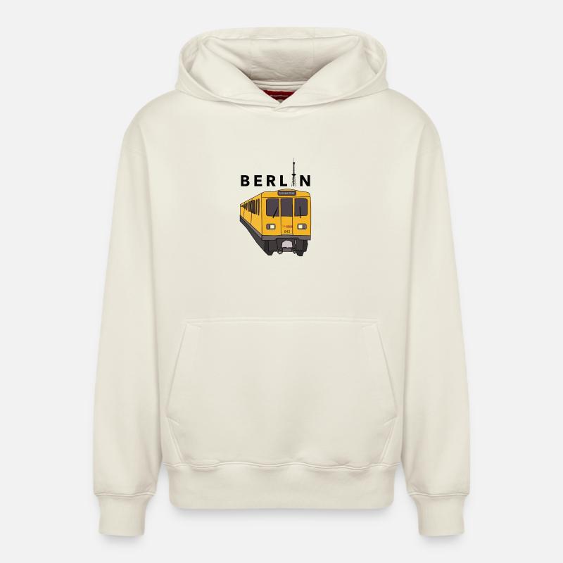 Métro de Berlin - Sweat à capuche unisexe décontracté en coton biologique – de SPREAD - blanc cassé