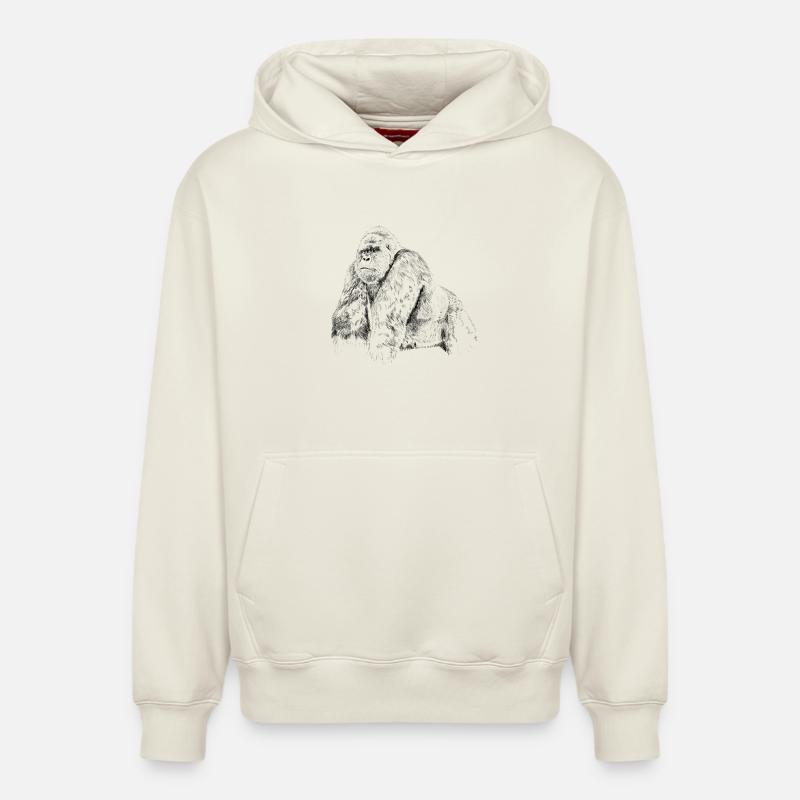 gorilla - Sweat à capuche unisexe décontracté en coton biologique – de SPREAD - blanc cassé