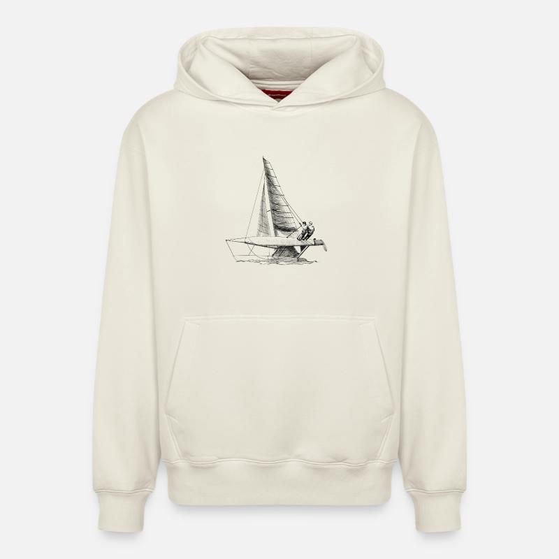 catamaran - Sweat à capuche unisexe décontracté en coton biologique – de SPREAD - blanc cassé