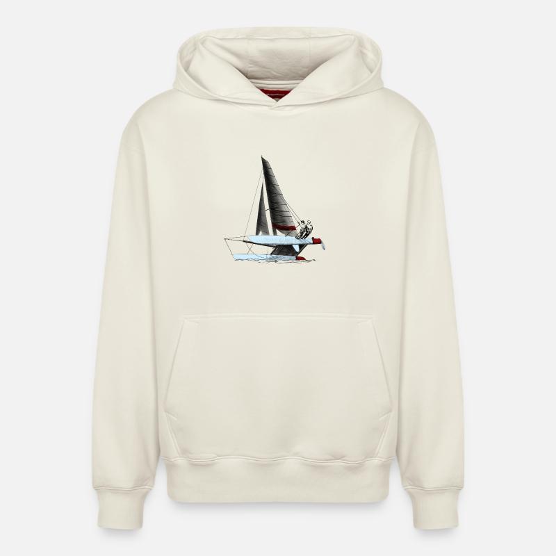 catamaran - Sweat à capuche unisexe décontracté en coton biologique – de SPREAD - blanc cassé