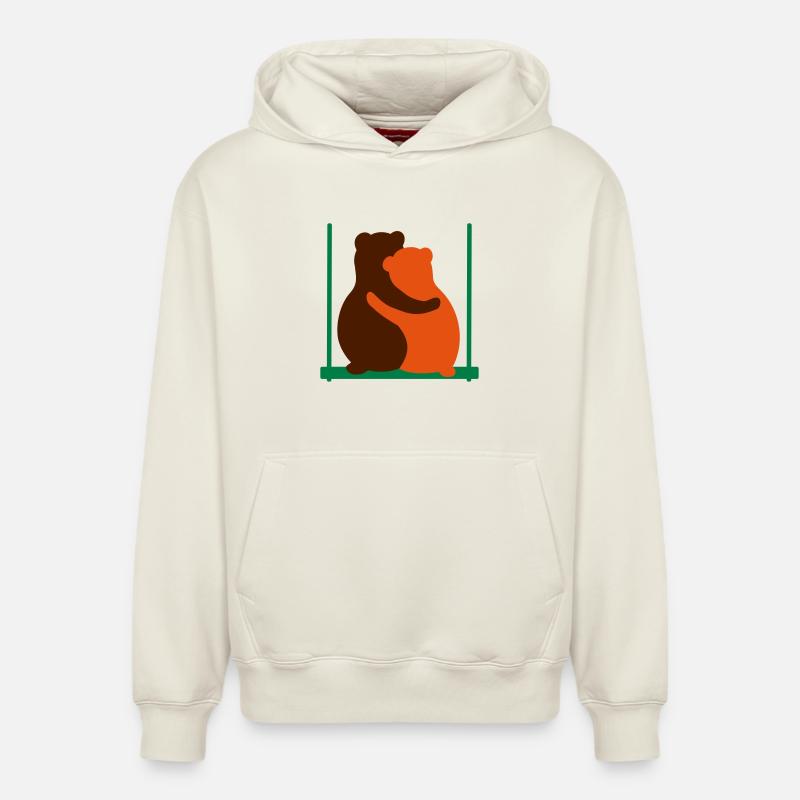 ours - Sweat à capuche unisexe décontracté en coton biologique – de SPREAD - blanc cassé