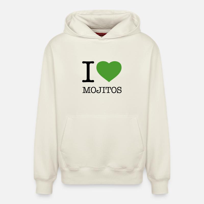 J'AIME LES MOJITOS - Sweat à capuche unisexe décontracté en coton biologique – de SPREAD - blanc cassé