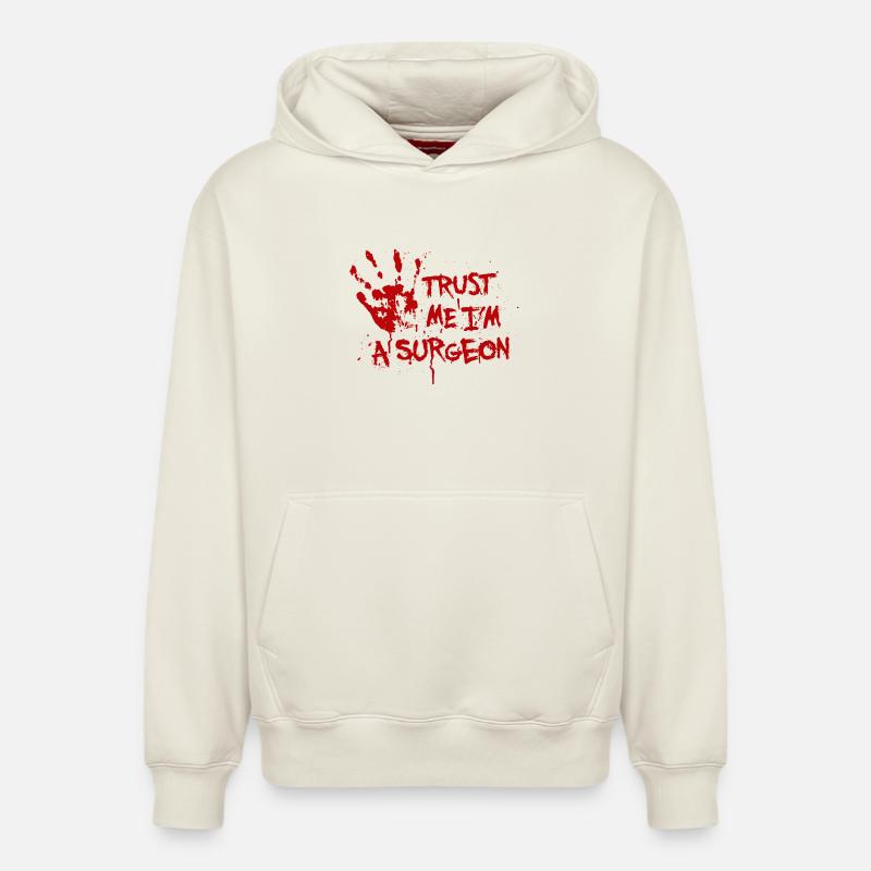 Trust me I'm a surgeon - Sweat à capuche unisexe décontracté en coton biologique – de SPREAD - blanc cassé