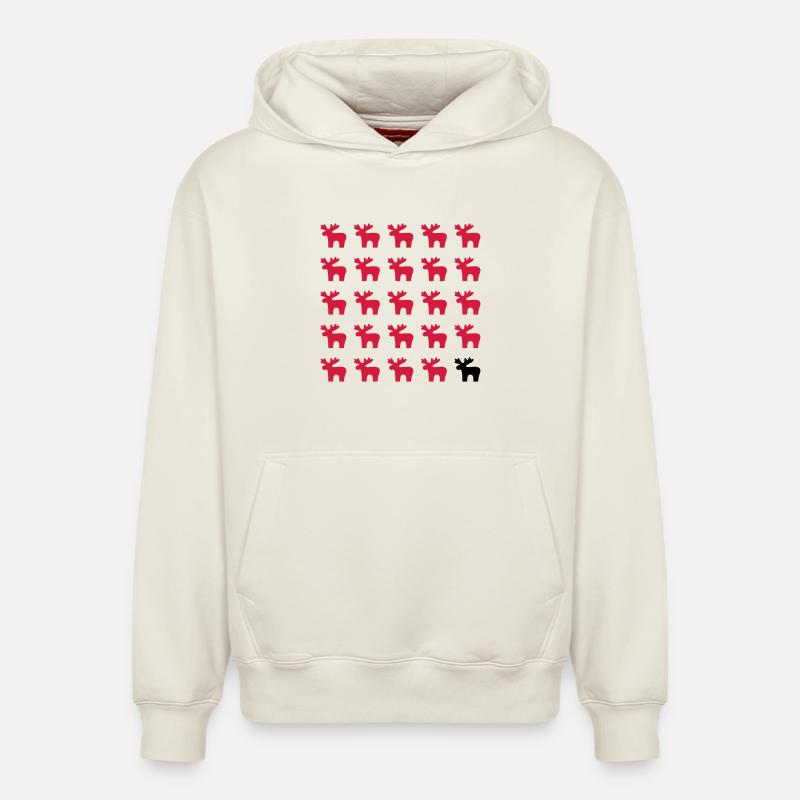 Moose Moose Pattern I Noël - Sweat à capuche unisexe décontracté en coton biologique – de SPREAD - blanc cassé