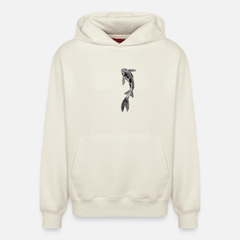 Silhouette Koi sur noir - Sweat à capuche unisexe décontracté en coton biologique – de SPREAD - blanc cassé