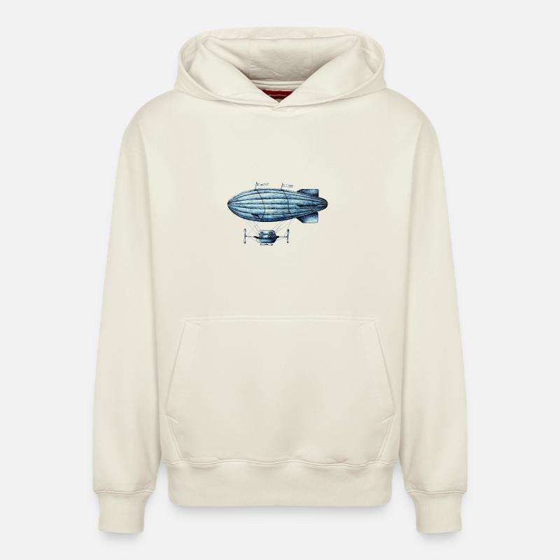 Zeppelin Étoilé Bleue - Sweat à capuche unisexe décontracté en coton biologique – de SPREAD - blanc cassé