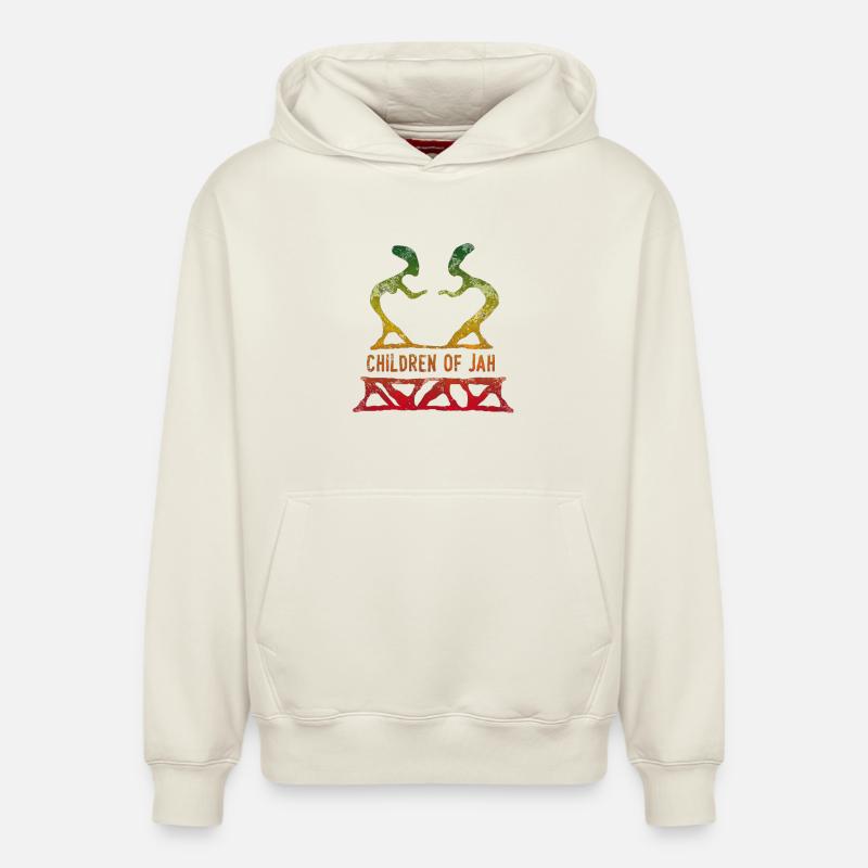 enfants de jah reggae - Sweat à capuche unisexe décontracté en coton biologique – de SPREAD - blanc cassé