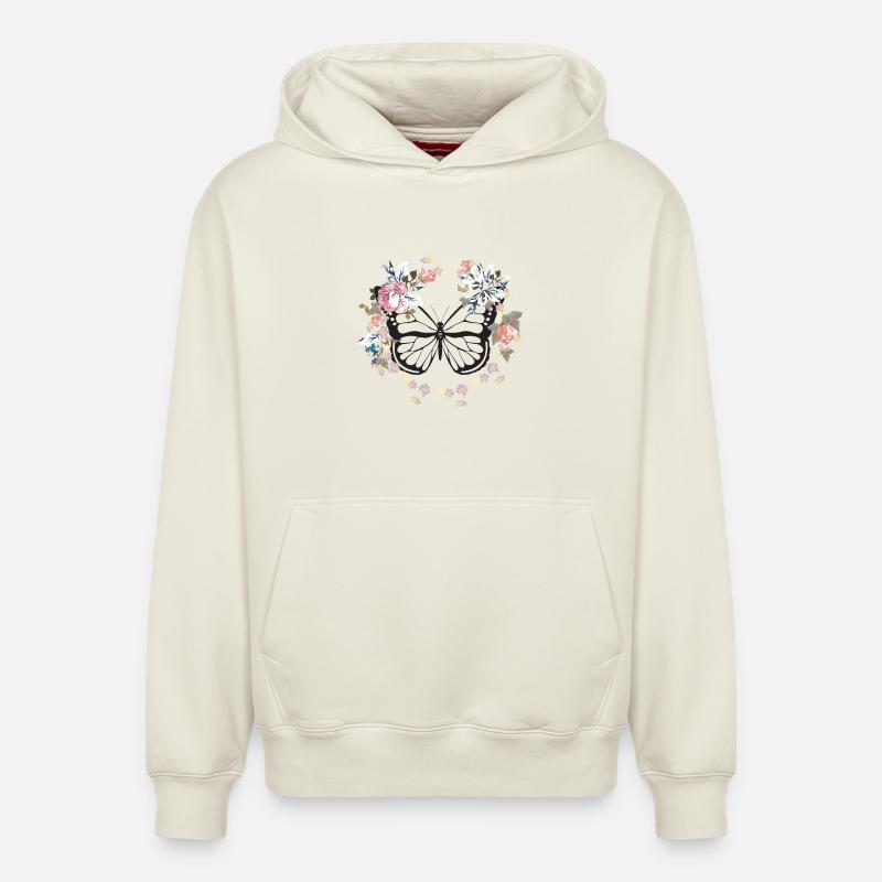papillon - Sweat à capuche unisexe décontracté en coton biologique – de SPREAD - blanc cassé