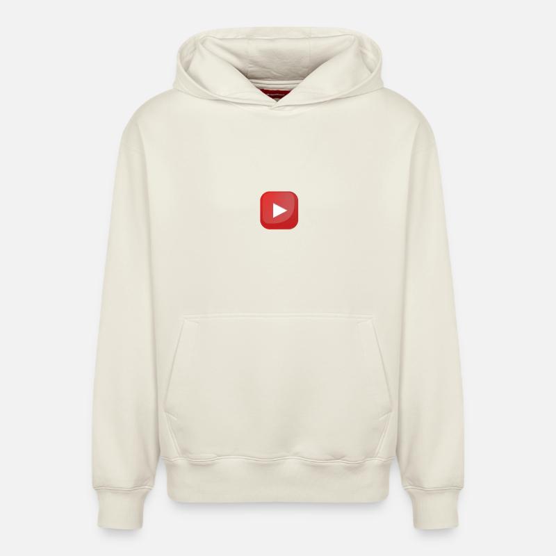 Youtube botton - Sweat à capuche unisexe décontracté en coton biologique – de SPREAD - blanc cassé
