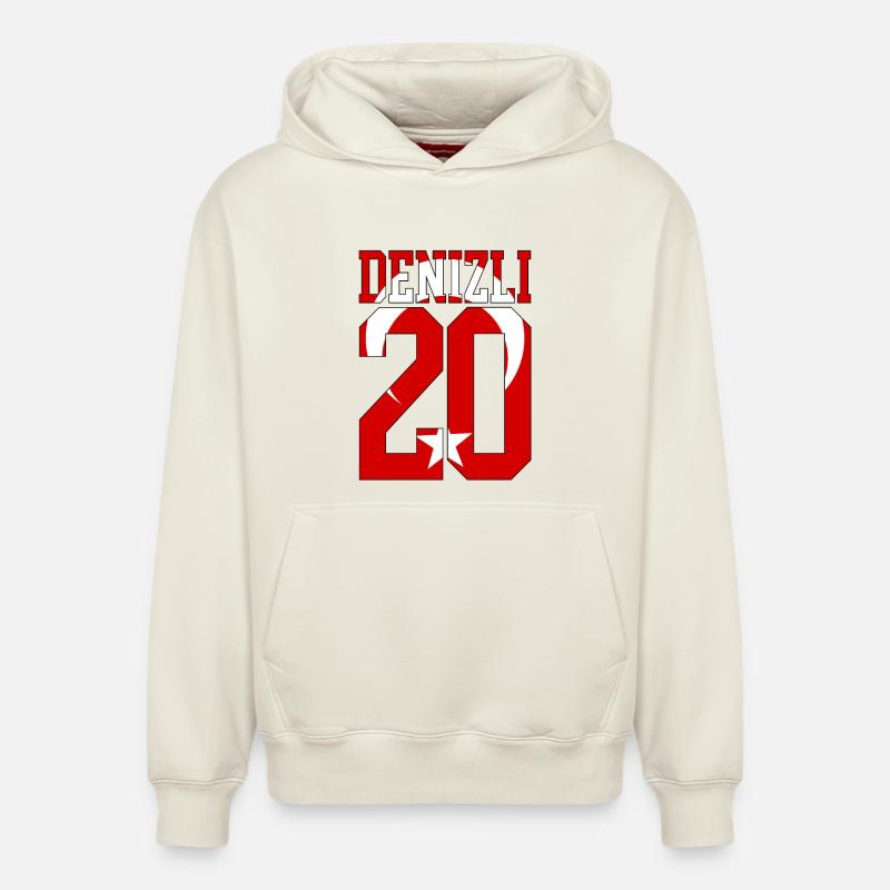 Denizli 20 Drapeau turc - Sweat à capuche unisexe décontracté en coton biologique – de SPREAD - blanc cassé