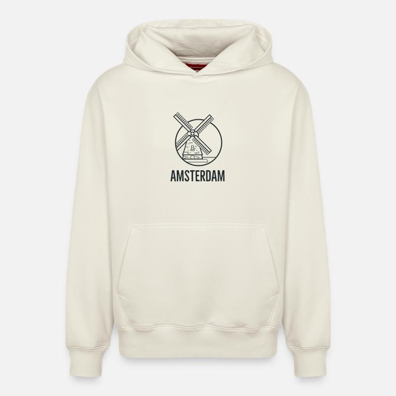 Amsterdam - Sweat à capuche unisexe décontracté en coton biologique – de SPREAD - blanc cassé