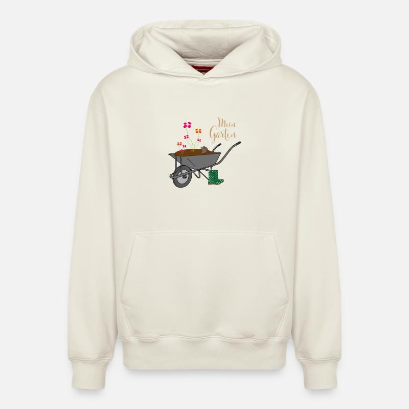 Mon jardin - Sweat à capuche unisexe décontracté en coton biologique – de SPREAD - blanc cassé
