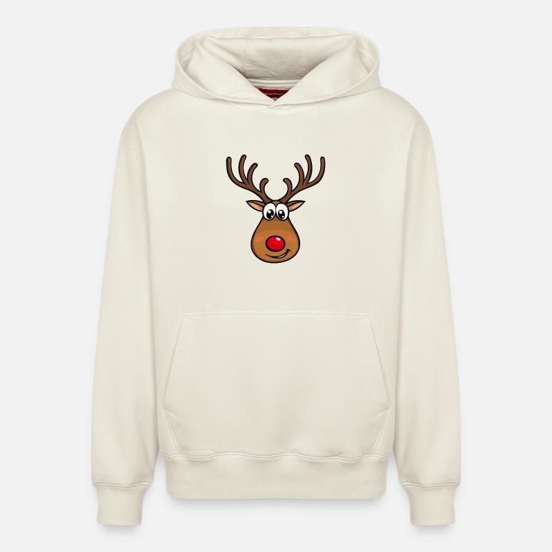 Rudolf Noël renne visage - Sweat à capuche unisexe décontracté en coton biologique – de SPREAD - blanc cassé