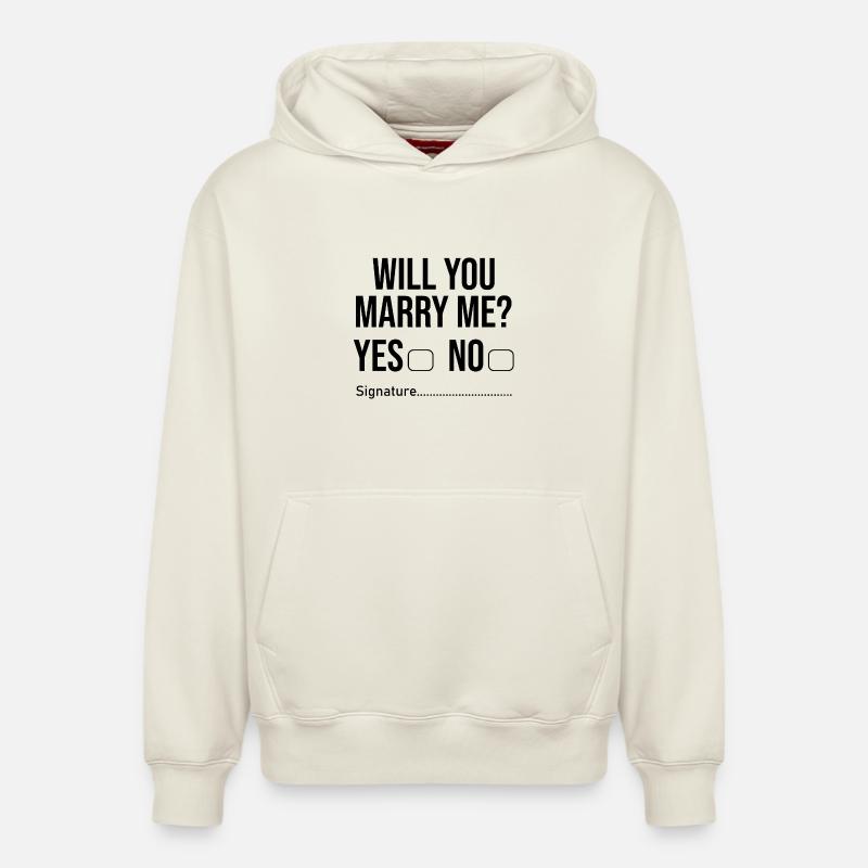Veux-tu m'épouser? - Sweat à capuche unisexe décontracté en coton biologique – de SPREAD - blanc cassé