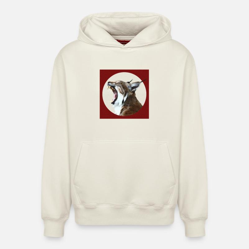 Lynx Sauvage Liberté - Sweat à capuche unisexe décontracté en coton biologique – de SPREAD - blanc cassé