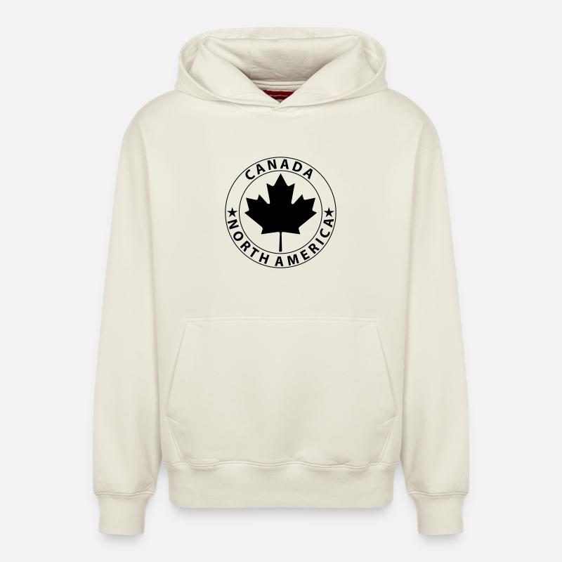 Canada Design 4 - Sweat à capuche unisexe décontracté en coton biologique – de SPREAD - blanc cassé