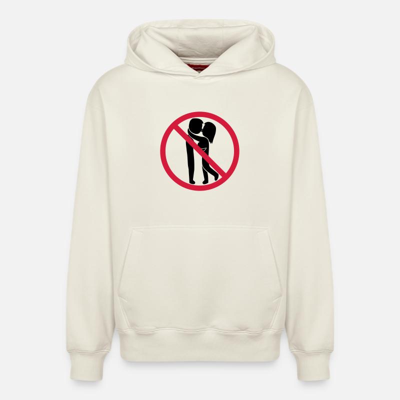 Signe interdit de baiser - Sweat à capuche unisexe décontracté en coton biologique – de SPREAD - blanc cassé