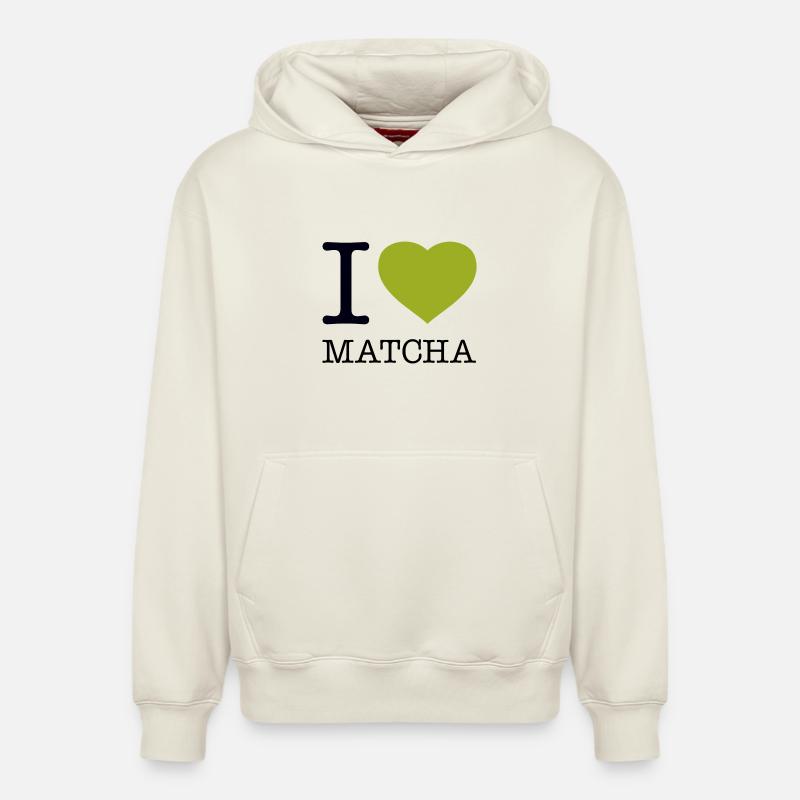 J’ADORE LE MATCHA - Sweat à capuche unisexe décontracté en coton biologique – de SPREAD - blanc cassé