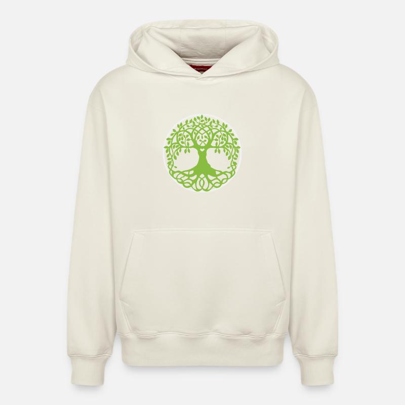 Mandala Arbre de Vie - Sweat à capuche unisexe décontracté en coton biologique – de SPREAD - blanc cassé