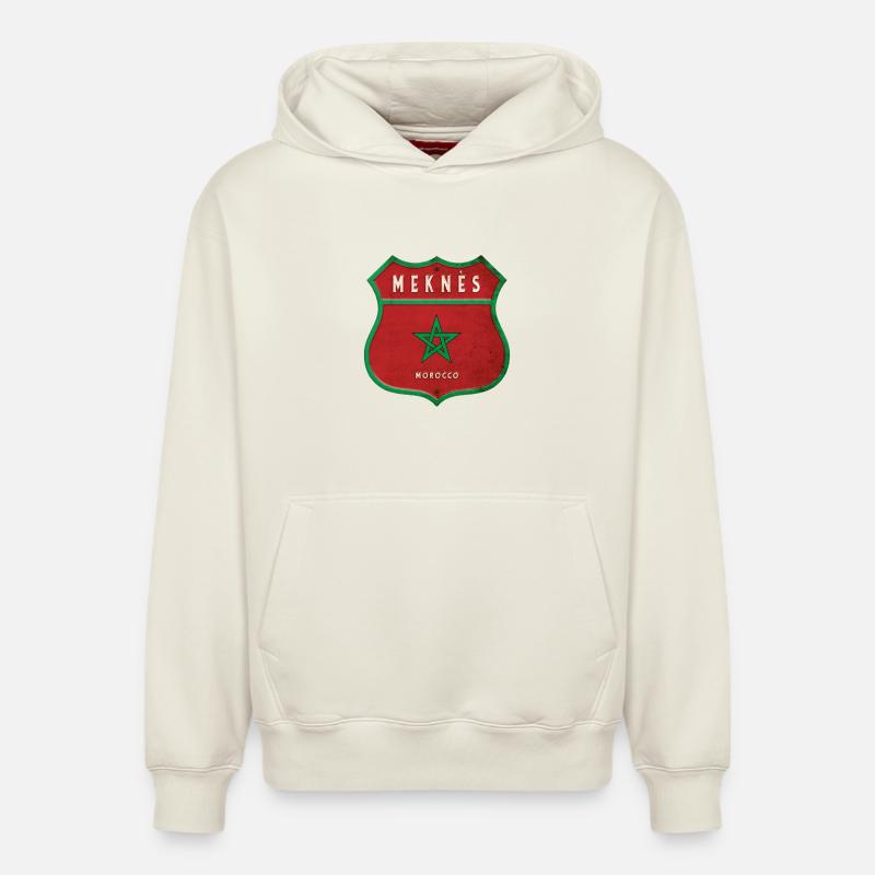 Meknès Maroc Armoiries Drapeaux Design - Sweat à capuche unisexe décontracté en coton biologique – de SPREAD - blanc cassé