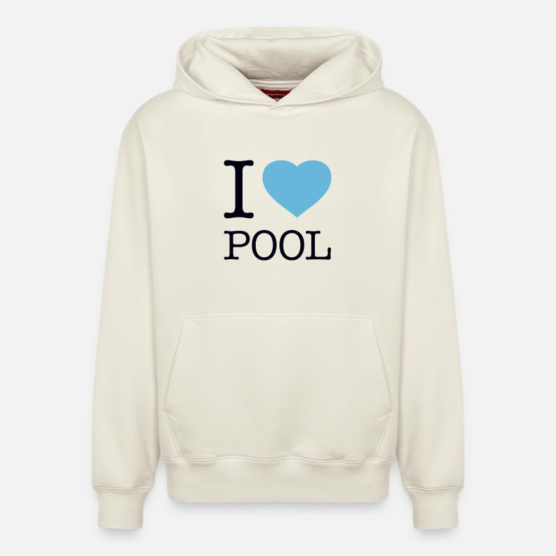 J’ADORE LA PISCINE - Sweat à capuche unisexe décontracté en coton biologique – de SPREAD - blanc cassé