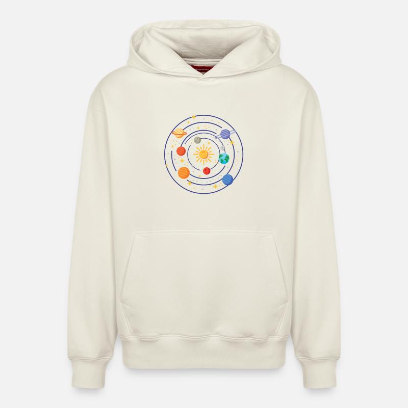Système solaire - Sweat à capuche unisexe décontracté en coton biologique – de SPREAD - blanc cassé