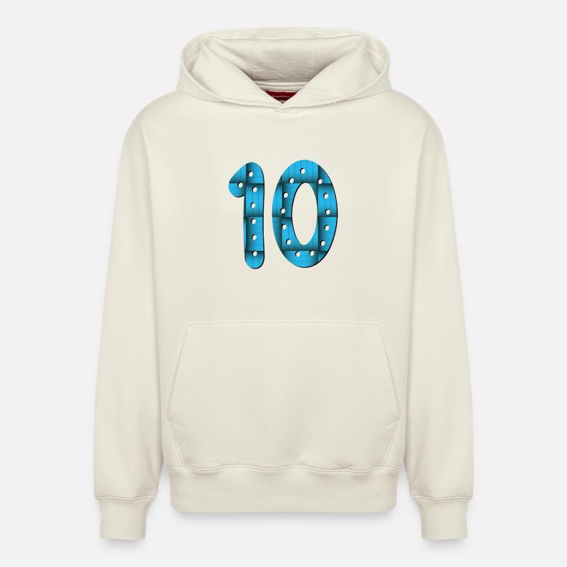 Numéro 10 - TEN - 10ème anniversaire - Sweat à capuche unisexe décontracté en coton biologique – de SPREAD - blanc cassé