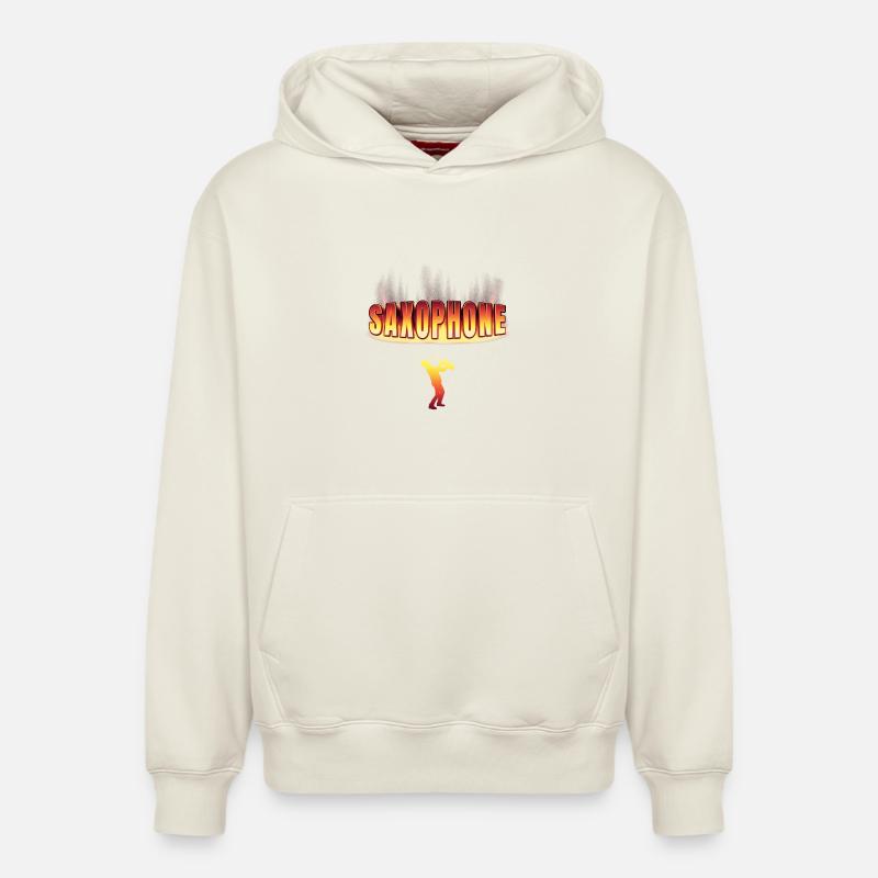 conception de saxophone - Sweat à capuche unisexe décontracté en coton biologique – de SPREAD - blanc cassé