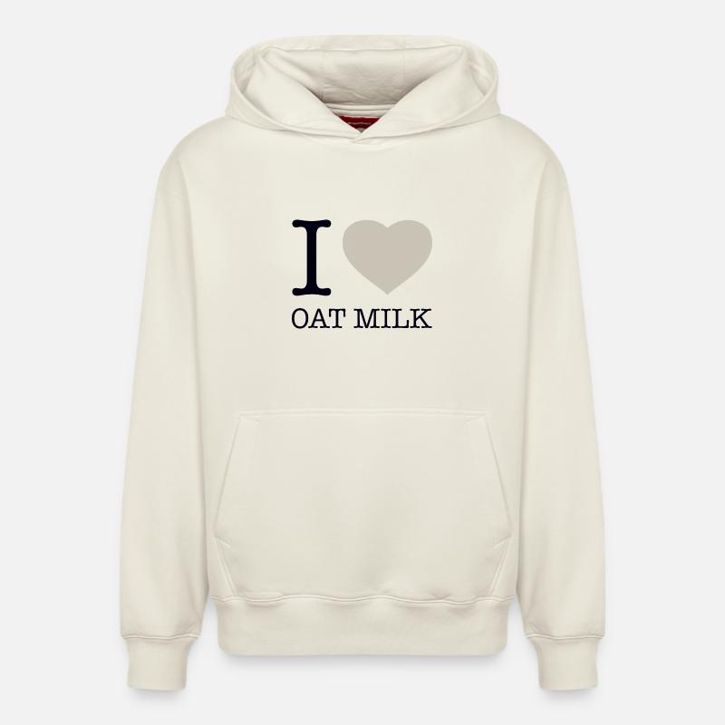 J’ADORE LE LAIT D’AVOINE - Sweat à capuche unisexe décontracté en coton biologique – de SPREAD - blanc cassé