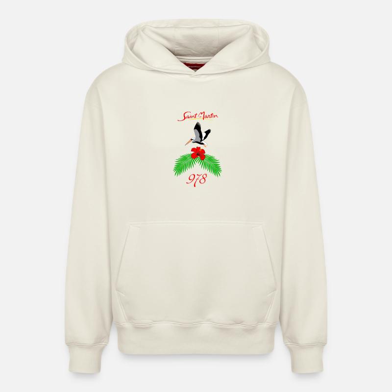 Saint-martin - Sweat à capuche unisexe décontracté en coton biologique – de SPREAD - blanc cassé
