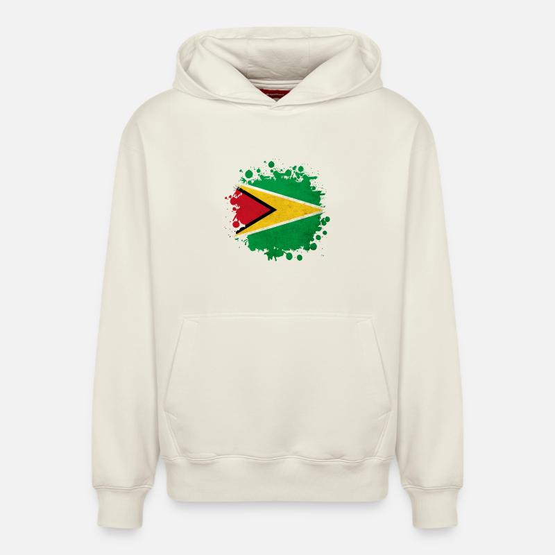 blob drapeau de la Guyane - Sweat à capuche unisexe décontracté en coton biologique – de SPREAD - blanc cassé
