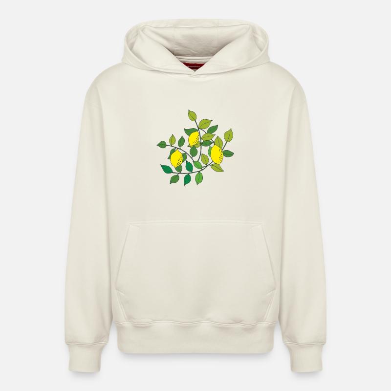 citronnier - Sweat à capuche unisexe décontracté en coton biologique – de SPREAD - blanc cassé