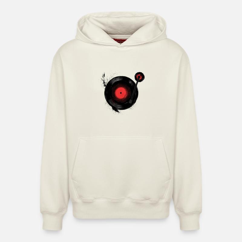 Vinyle à bascule - Sweat à capuche unisexe décontracté en coton biologique – de SPREAD - blanc cassé