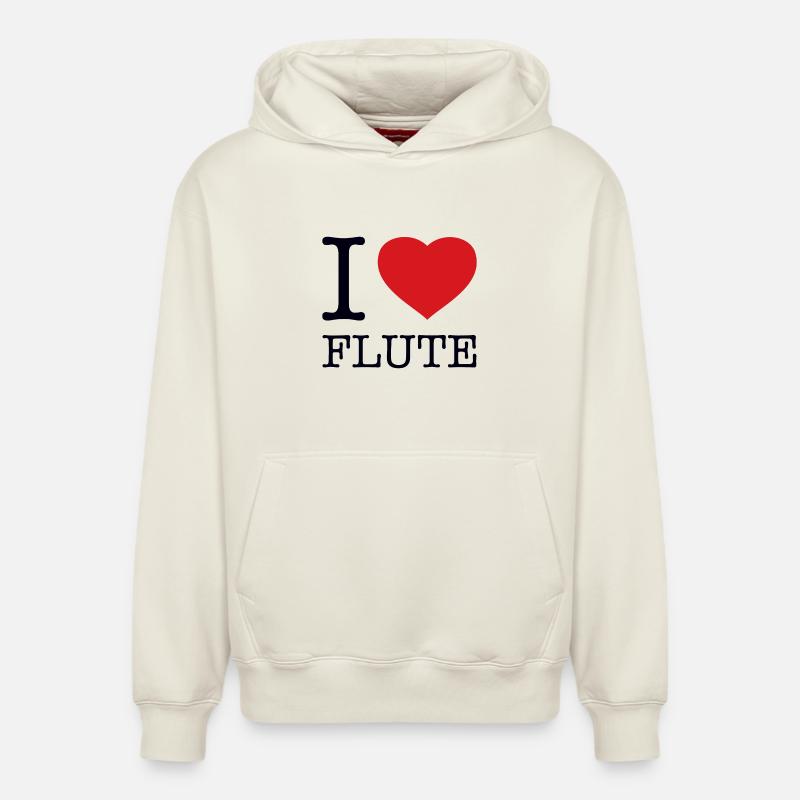 J’AIME LA FLÛTE Flöte - Sweat à capuche unisexe décontracté en coton biologique – de SPREAD - blanc cassé