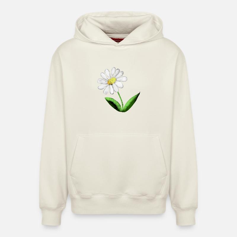 Fière Marguerite - Sweat à capuche unisexe décontracté en coton biologique – de SPREAD - blanc cassé