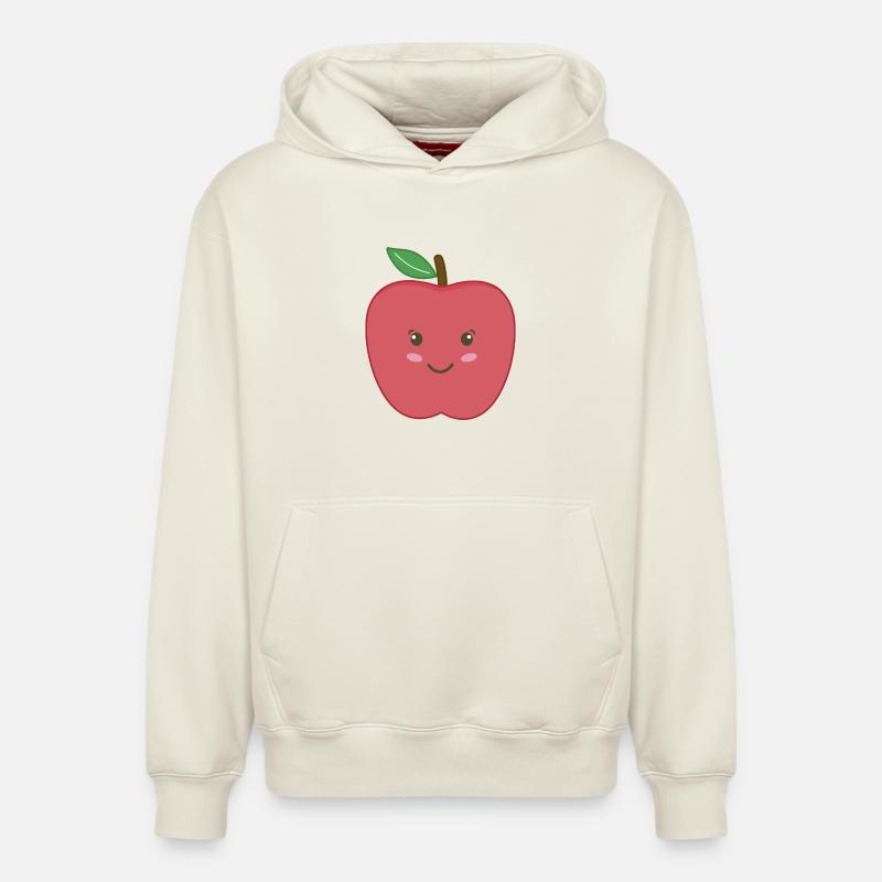 Pomme Kawaii - Sweat à capuche unisexe décontracté en coton biologique – de SPREAD - blanc cassé