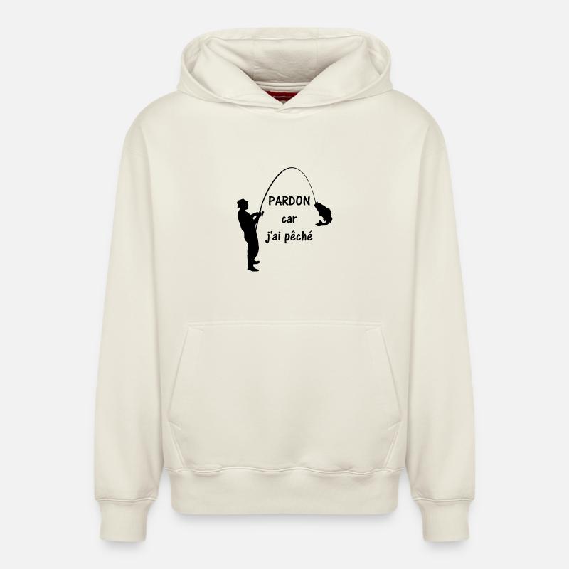Pardon j'ai pêché - Sweat à capuche unisexe décontracté en coton biologique – de SPREAD - blanc cassé