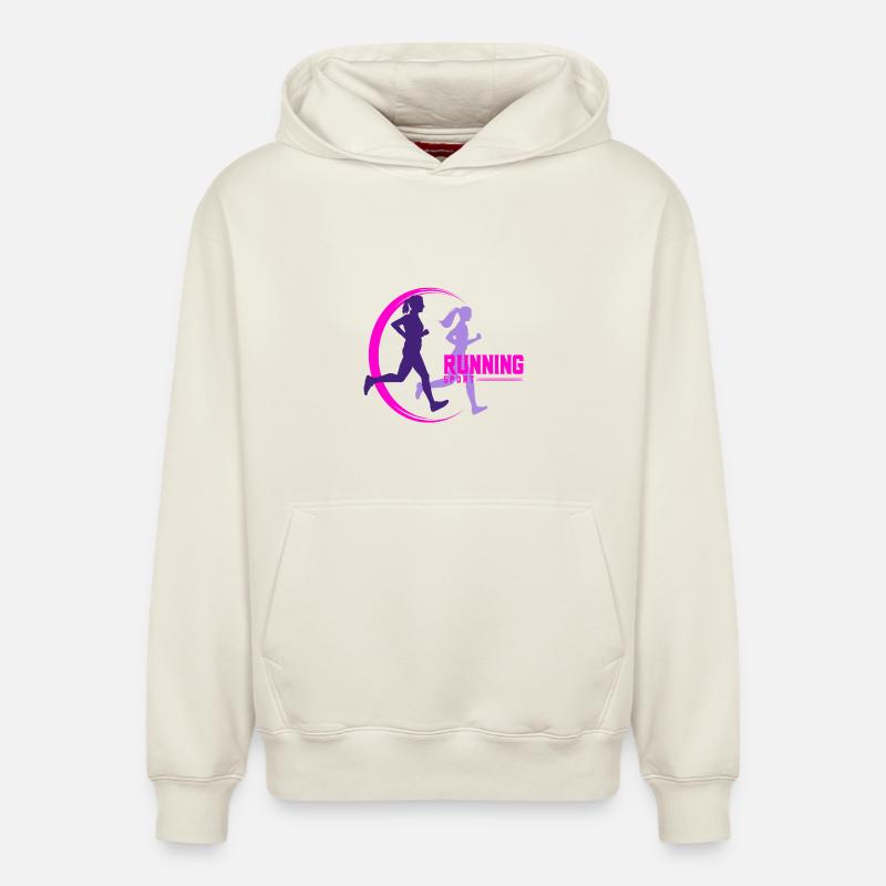 running - Sweat à capuche unisexe décontracté en coton biologique – de SPREAD - blanc cassé