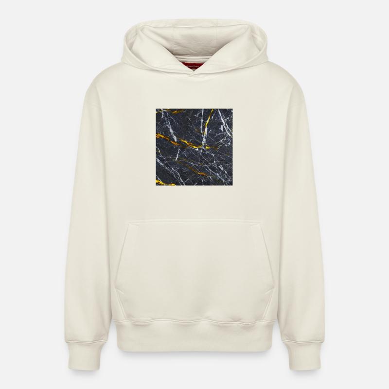 Marbre Texture Or Noir - Sweat à capuche unisexe décontracté en coton biologique – de SPREAD - blanc cassé