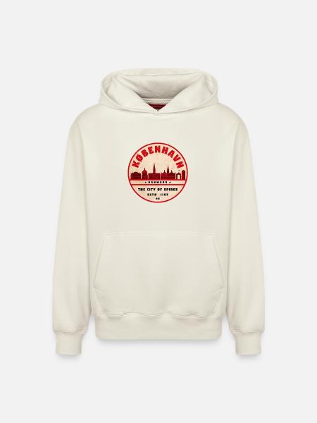 København Retro City Silhouette - Relaxed Unisex Organic Hoodie – by SPREAD - off white