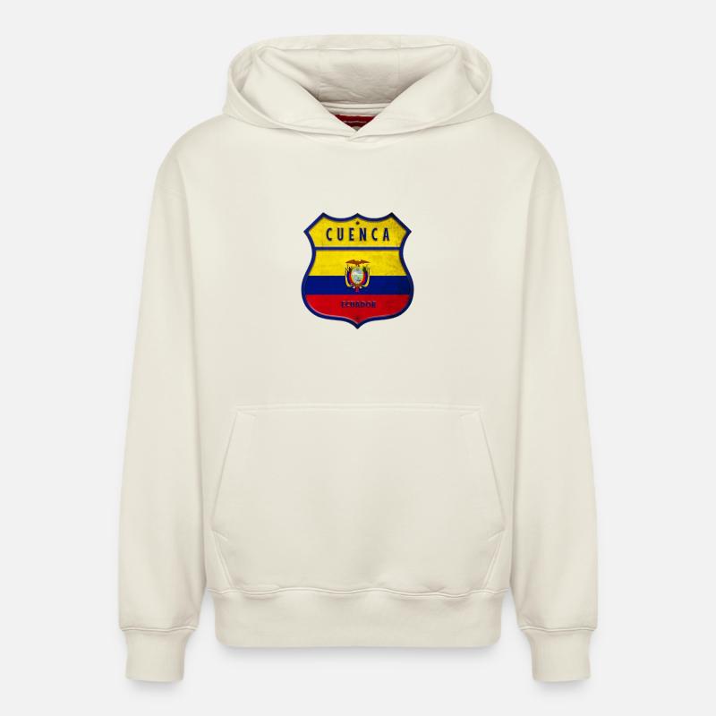 Cuenca Drapeaux de l'Equateur - Sweat à capuche unisexe décontracté en coton biologique – de SPREAD - blanc cassé