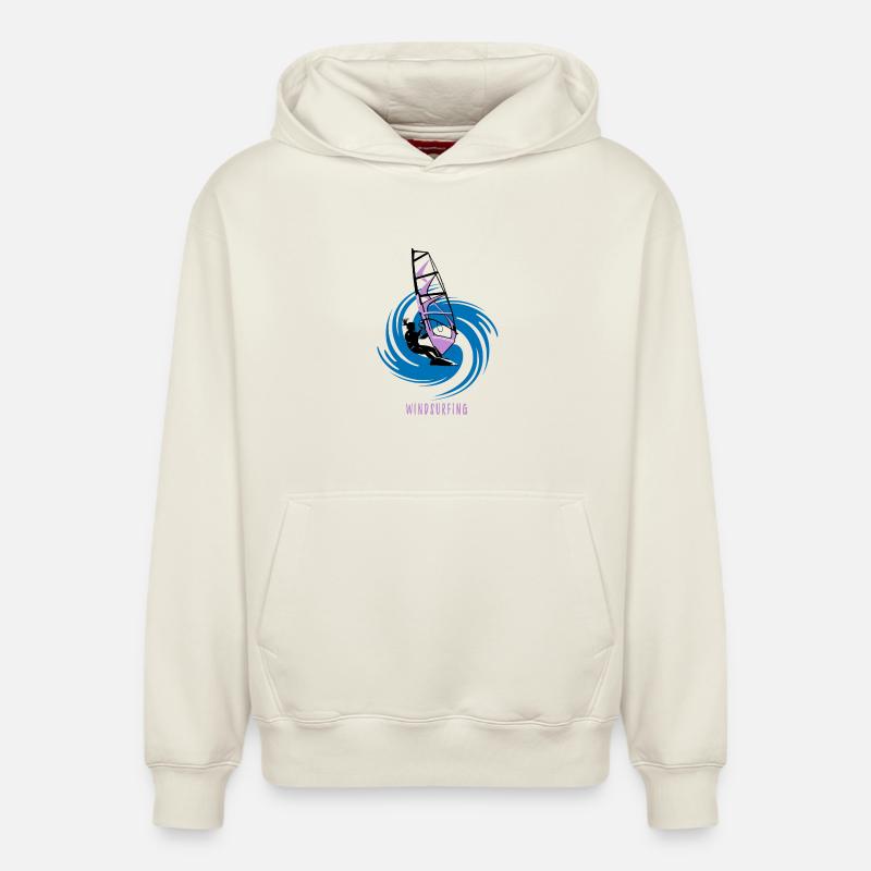 windsurfing - Sweat à capuche unisexe décontracté en coton biologique – de SPREAD - blanc cassé