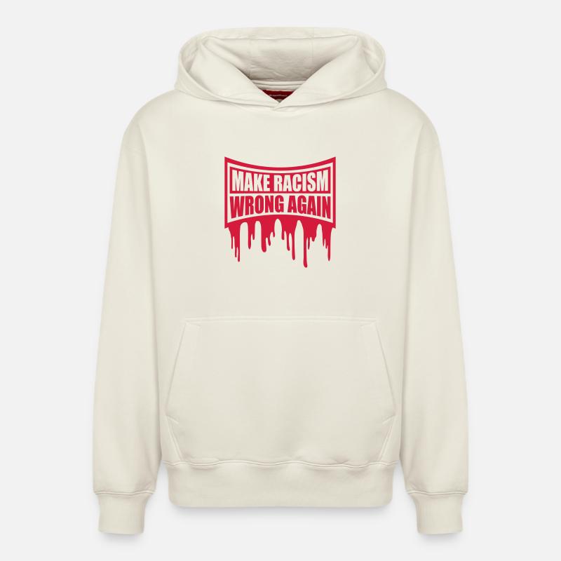 make racism wrong again - Relaxed Unisex Organic Hoodie – von SPREAD - Naturweiß