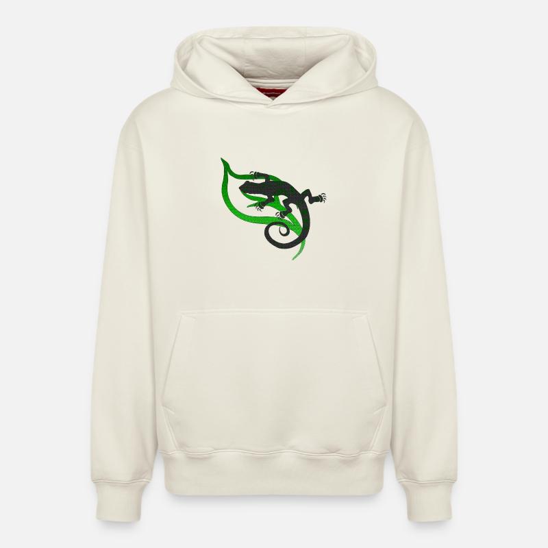 coole eidechsenmotive, Eidechsentribal - Relaxed Unisex Organic Hoodie – von SPREAD - Naturweiß