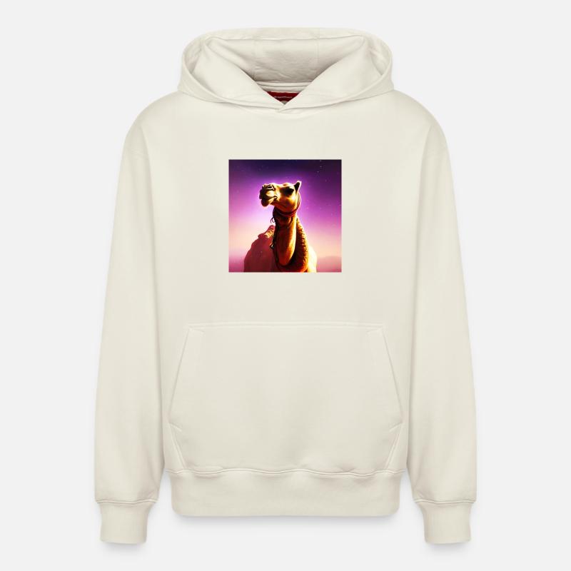 Dromedary Camel - Galaxy Space - Sweat à capuche unisexe décontracté en coton biologique – de SPREAD - blanc cassé